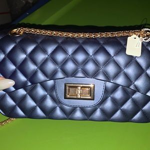 Blue jelly shoulder purse